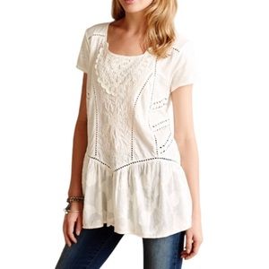 Anthro Meadow Rue Pintucked Peasant Top sz S